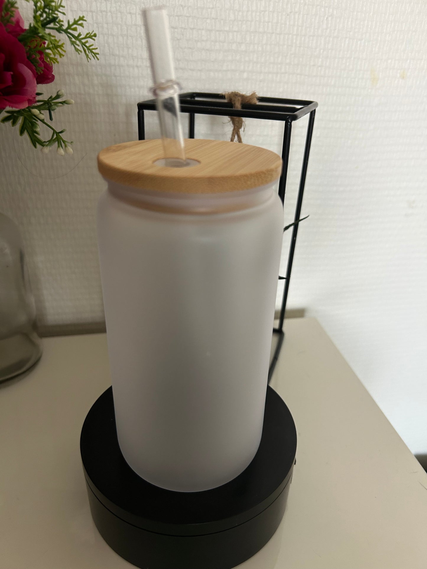 Verre canette givré 16 oz avec paille et goupillon