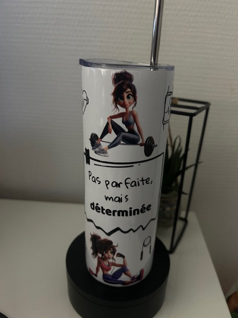 🥤 Tumbler "Pas parfaite, mais déterminée" – Isotherme 590 ml