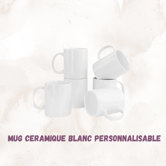 Mug blanc vierge 325 ml prêt pour personnalisation UV DTF, sublimation ou ajout de photo, cadeau original fait main